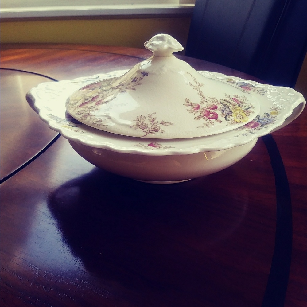 Antique Round Covered Vegetable Bowl